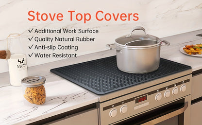 Silicone Stove Top Cover Mat Extra Large 28"x20" – Heat Resistant Cooktop Protector for Glass, Ceramic & Induction Stovetop | Non-Slip RV Range Cover, Multipurpose Countertop & Dish Drying Mat, Black