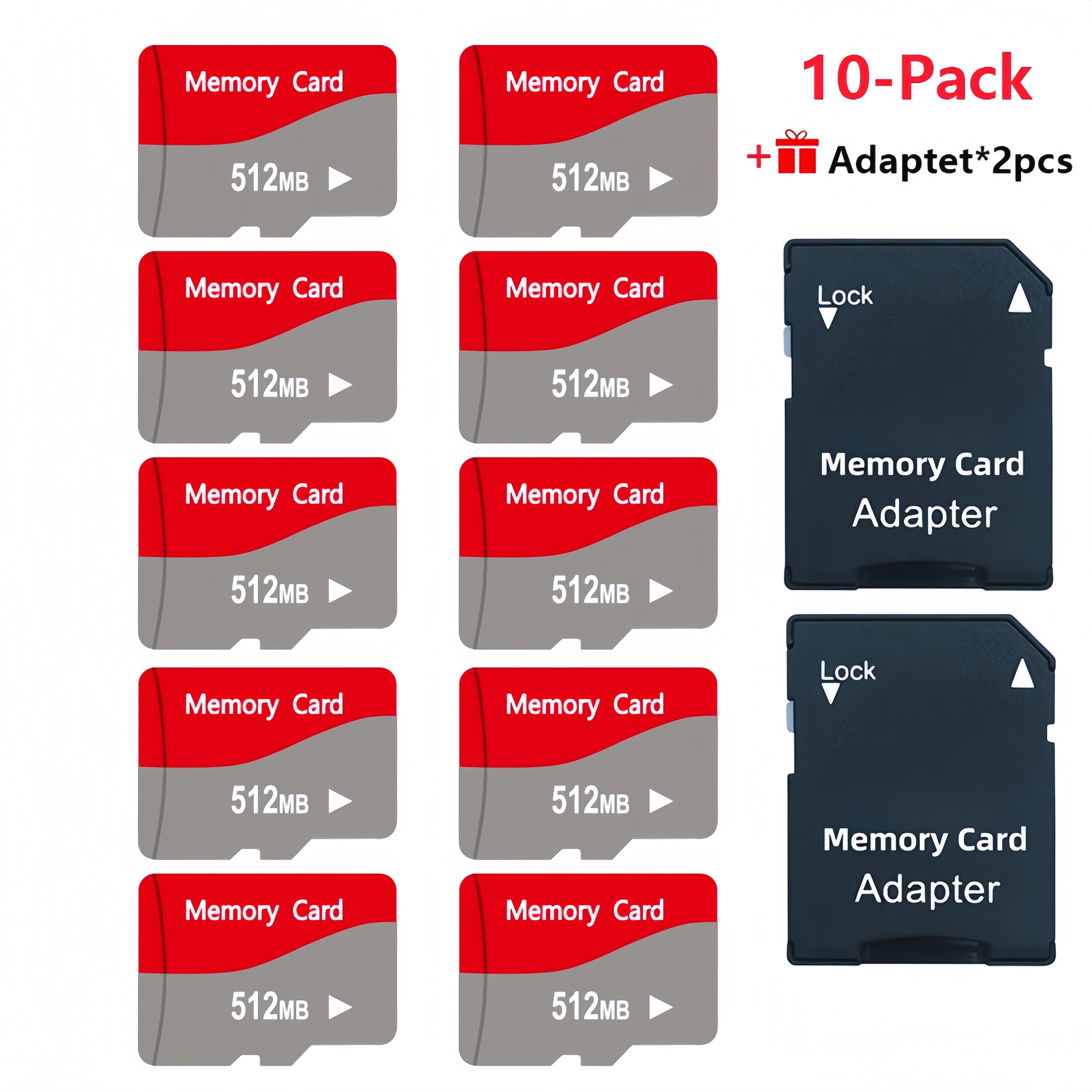 TF Flash Memory Cards 10-Pack with 2 Adapters – 128MB, 256MB & 512MB Small File Storage, High-Speed Transfer Micro SD Cards for Dash Cameras, Tablets, Smartphones & Digital Cameras – Canada