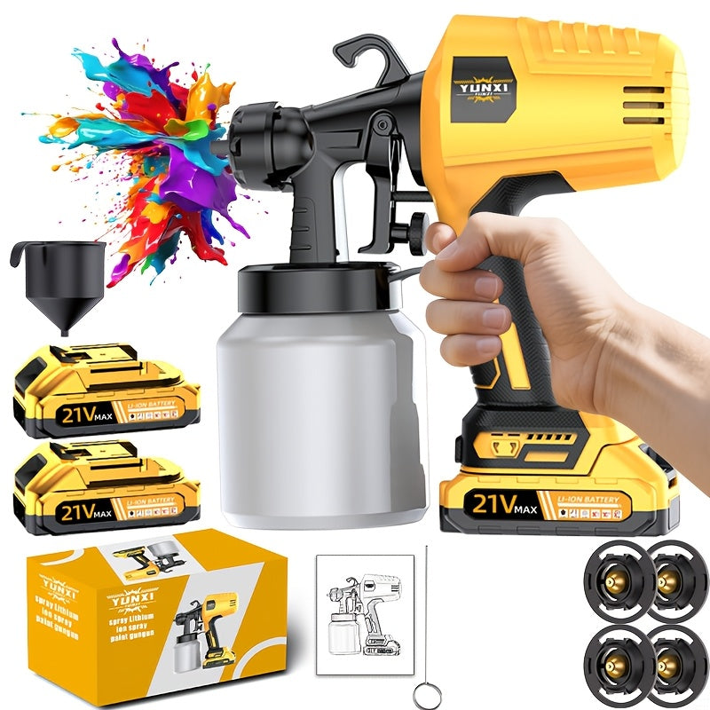 High Voltage Spray Paint Machine with Electric HVLP Spray Gun and Battery, 3 Spraying Modes, Electric Spray Paint Machine 27.05 Ounce Container, Easy to Clean, Suitable for House Painting, Furniture, Cabinets, Fences, Walls, Doors