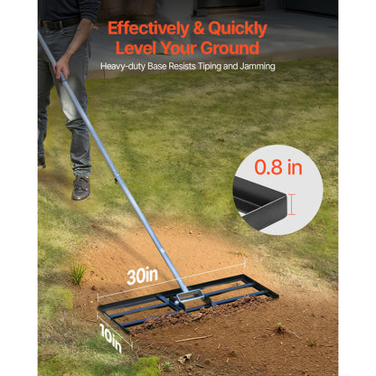 VEVOR Lawn Leveling Rake Q235 Carbon Steel – 10x30/36/48in Blade, 83.9in Adjustable Handle, 180° Rotating, 11.9 lbs, Leveling Tool for Yard Lawn Golf Course Farm Garden | Canada