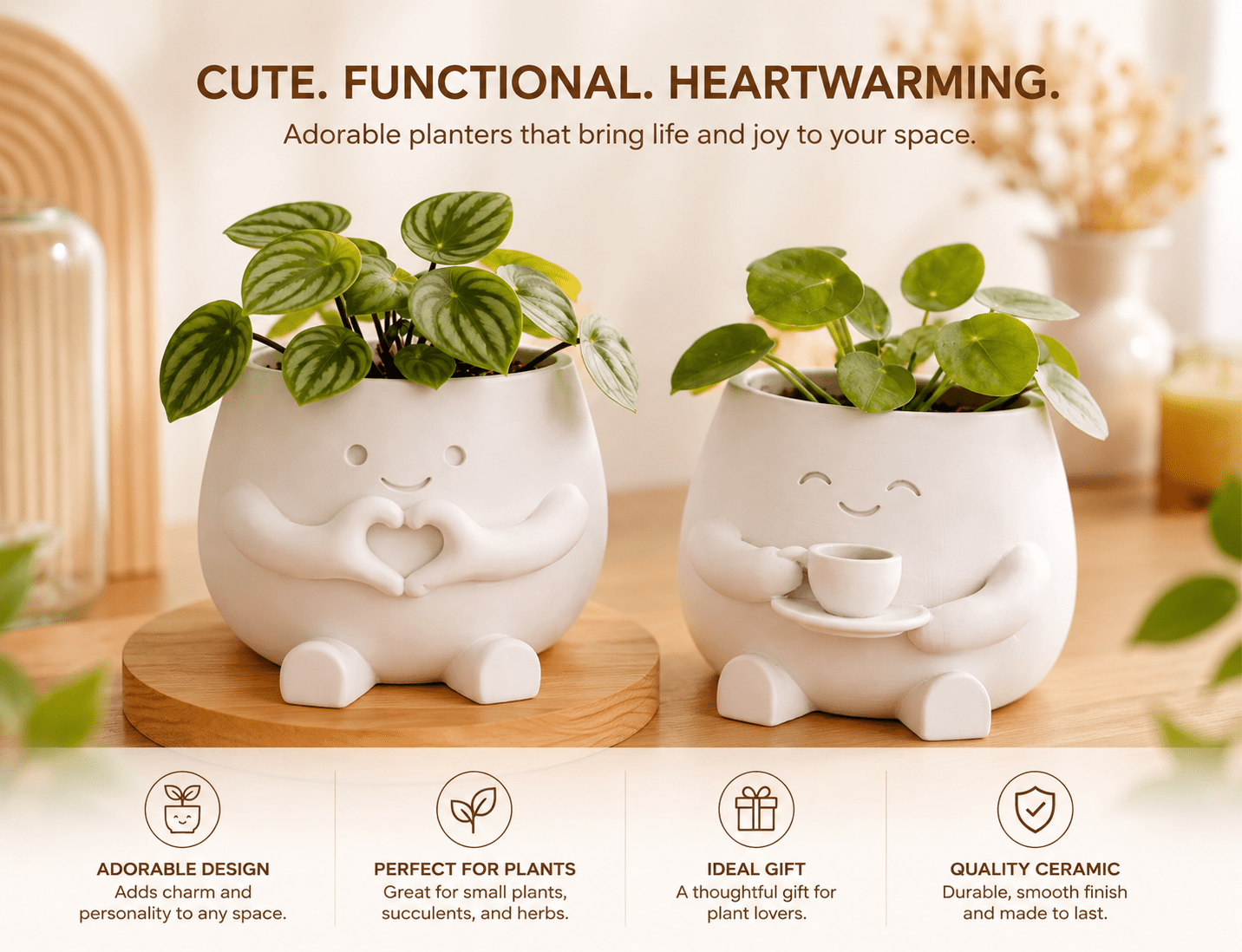 2 Flower Pot Suitable for Succulent & Pen Holders, Lightweight Plastic /Outdoor Desktop Pots with Irregular Shape, Small plant, Decorative Gift for Money Plant Housewarming, Birthdays (for, Office, Desk) - Modern Gardening Gift,home Decor