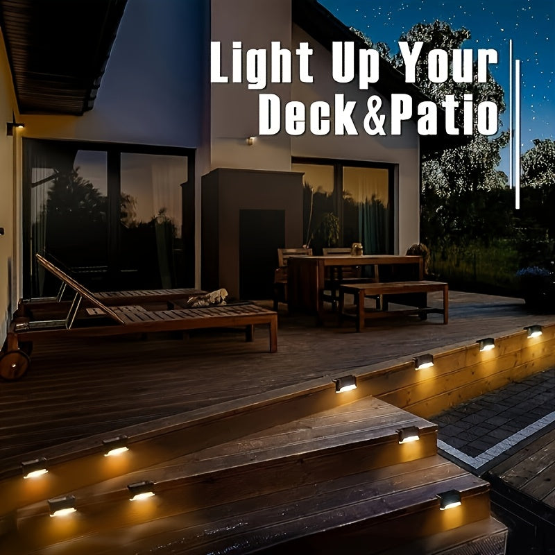 16pcs Solar Garden Step Lights, Deck Lights, Warm/White Embedded Installation, Suitable for Landscape Lighting And Guide Lights in Courtyards, Villas, Stairs, Balconies, And Gardens