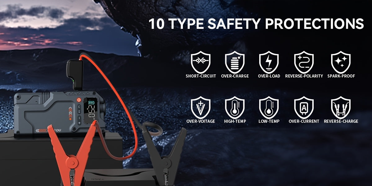 Car Jump Starter, 8000A&6000A Battery Jump Starter With Air Compressor, For Up To 2.64gal Gas And 2.11gal Diesel Engines, 12V Lithium Portable Jump Box Car Battery Jumper Start With LED Light Quick-Charge Battery Charger Power Bank