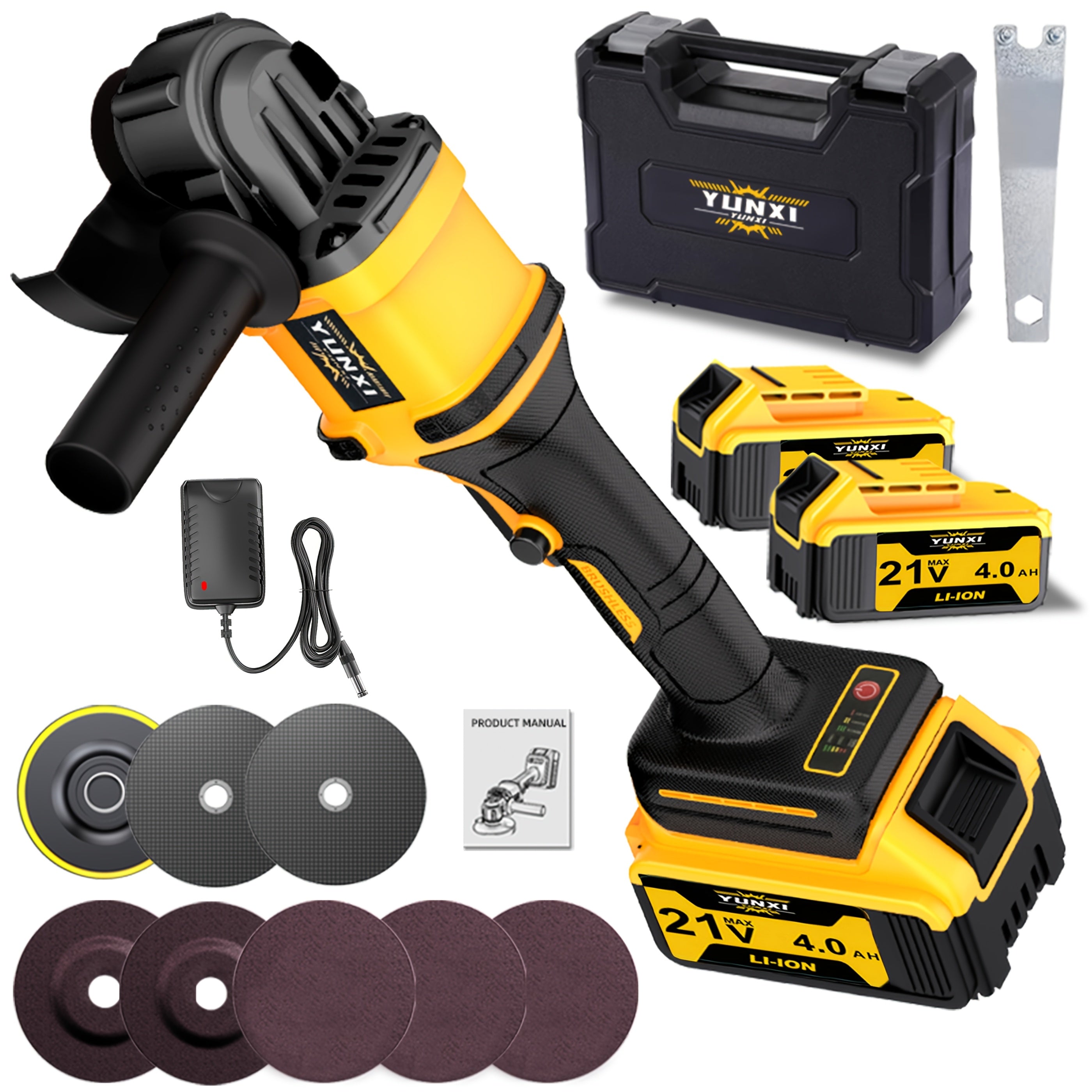 Cordless Angle Grinder Set 21V Rechargeable Lithium Ion with Fast Charger – 1 or 2 Battery Options, Multiple Accessory Kits for Grinding & Polishing, Home Workshop Tool, Gift for Men & Women Canada