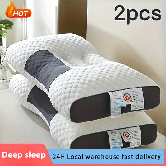 Buy 1 Get 1 Free, 2 Soft Woven Neck Massage Couple 1100G Pillows - Adjustable Ergonomic Profile, High Quality Pillow Core, Detachable Pillowcase for Sleeping Comfort