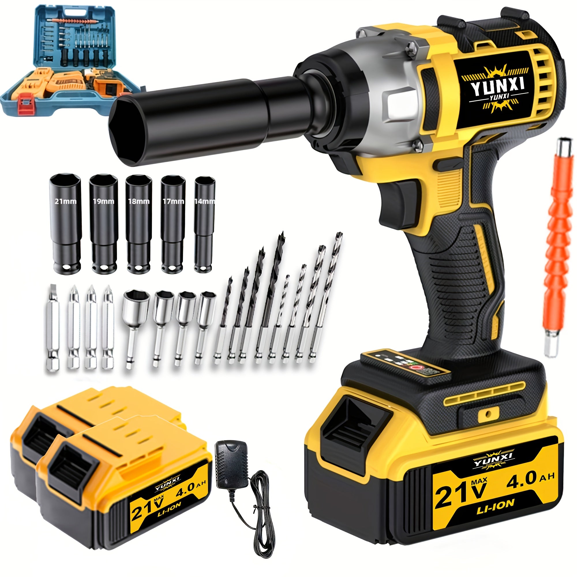 21V Cordless Impact Wrench with Battery & Fast Charger – Portable Lithium-Ion Power Tool for Home, Auto & Workshop Use, Multiple Bundle Options | Canada