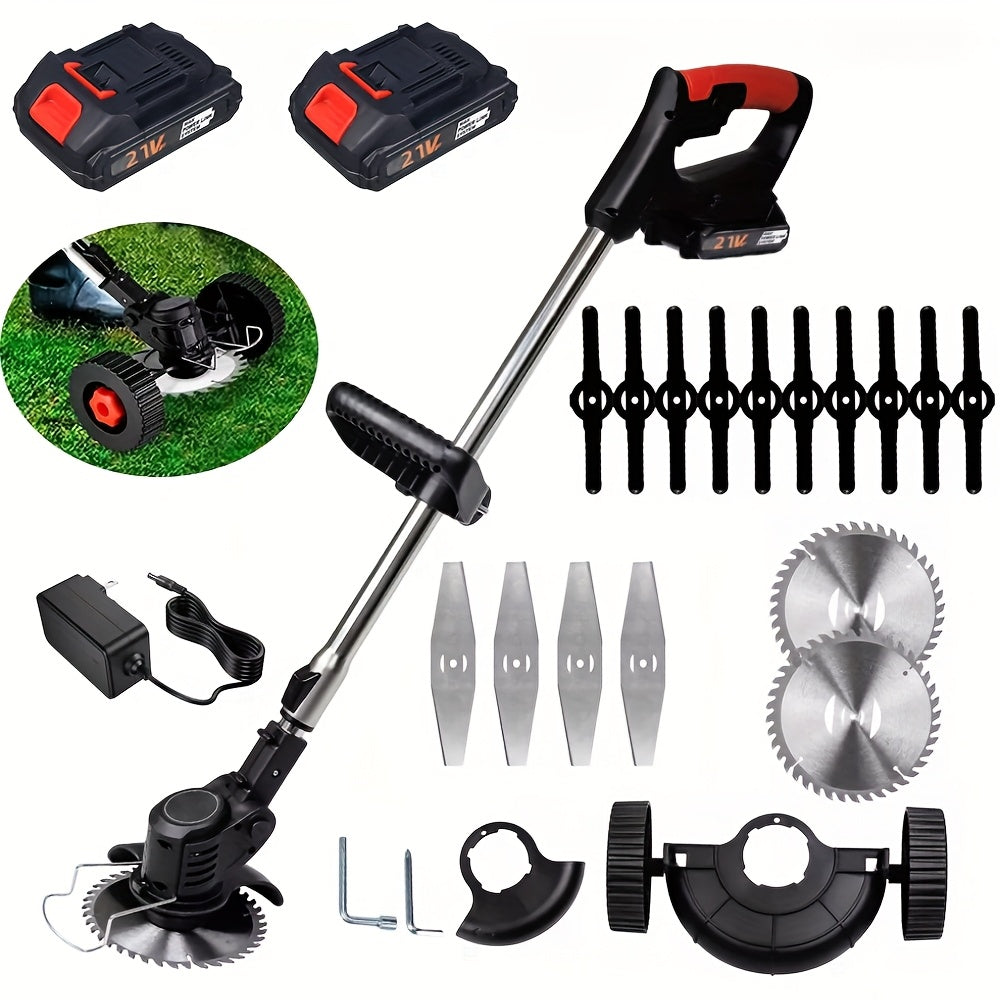 Cordless Electric Roller Lawn Trimmer with 3 Cutting Blades & Fast Charger – 1200mAh Battery Operated Weed Eater, Lightweight Portable Grass Cutter for Yard & Garden | ShopVora CA