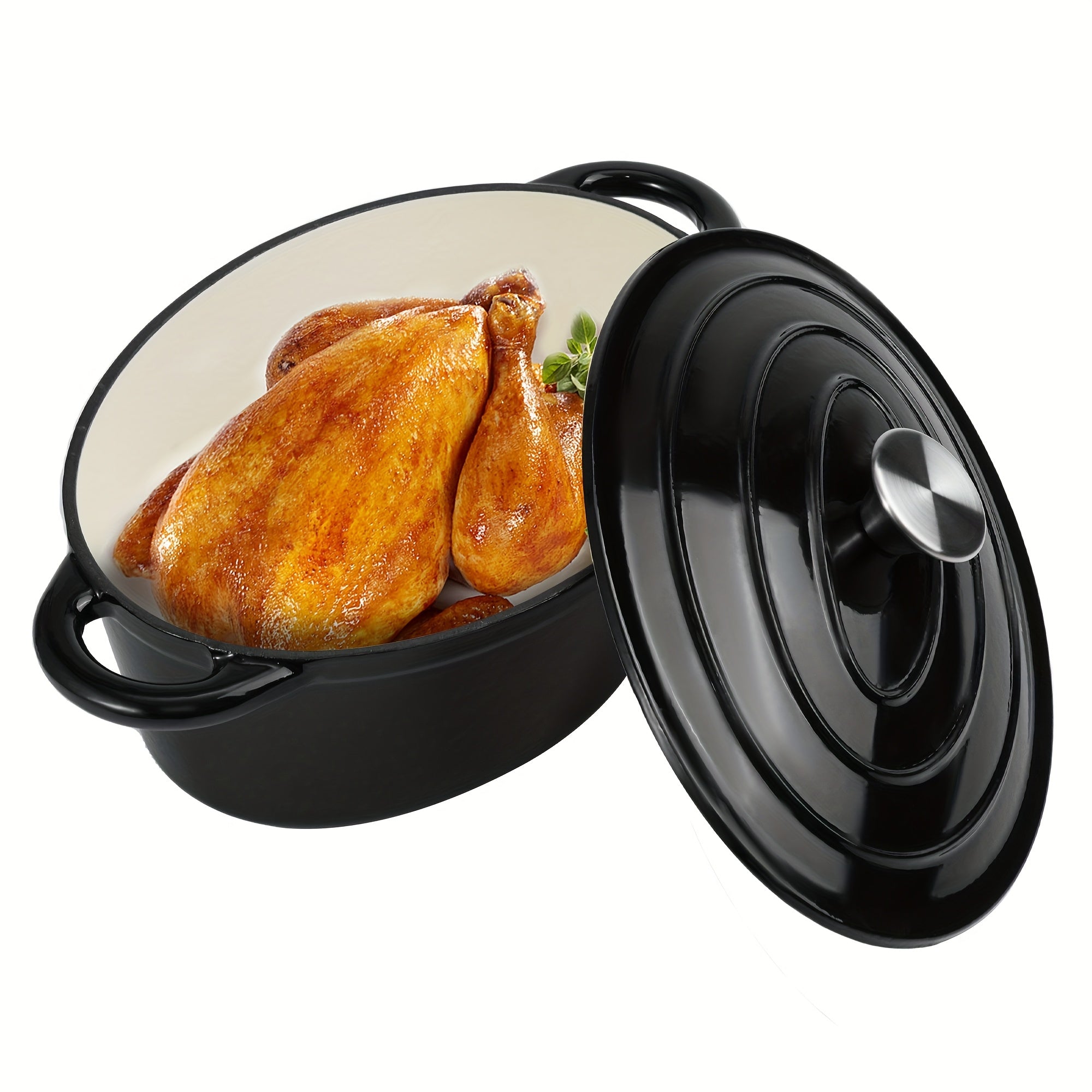 Enameled Cast Iron Dutch Oven 4.5 QT Oval with Lid & Dual Handles – Non-Stick Enamel Coated Cookware for Cooking, Bread Baking & Braising, Kerilyn Dutch Oven Pot for Canadian Kitchens, Multiple Colours