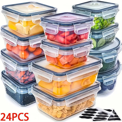 Airtight Food Storage Container Set 24 or 48 Piece with Easy-Snap Lids – BPA Free Clear Plastic Pantry Organizer, Free Labels & Markers Included | Canada