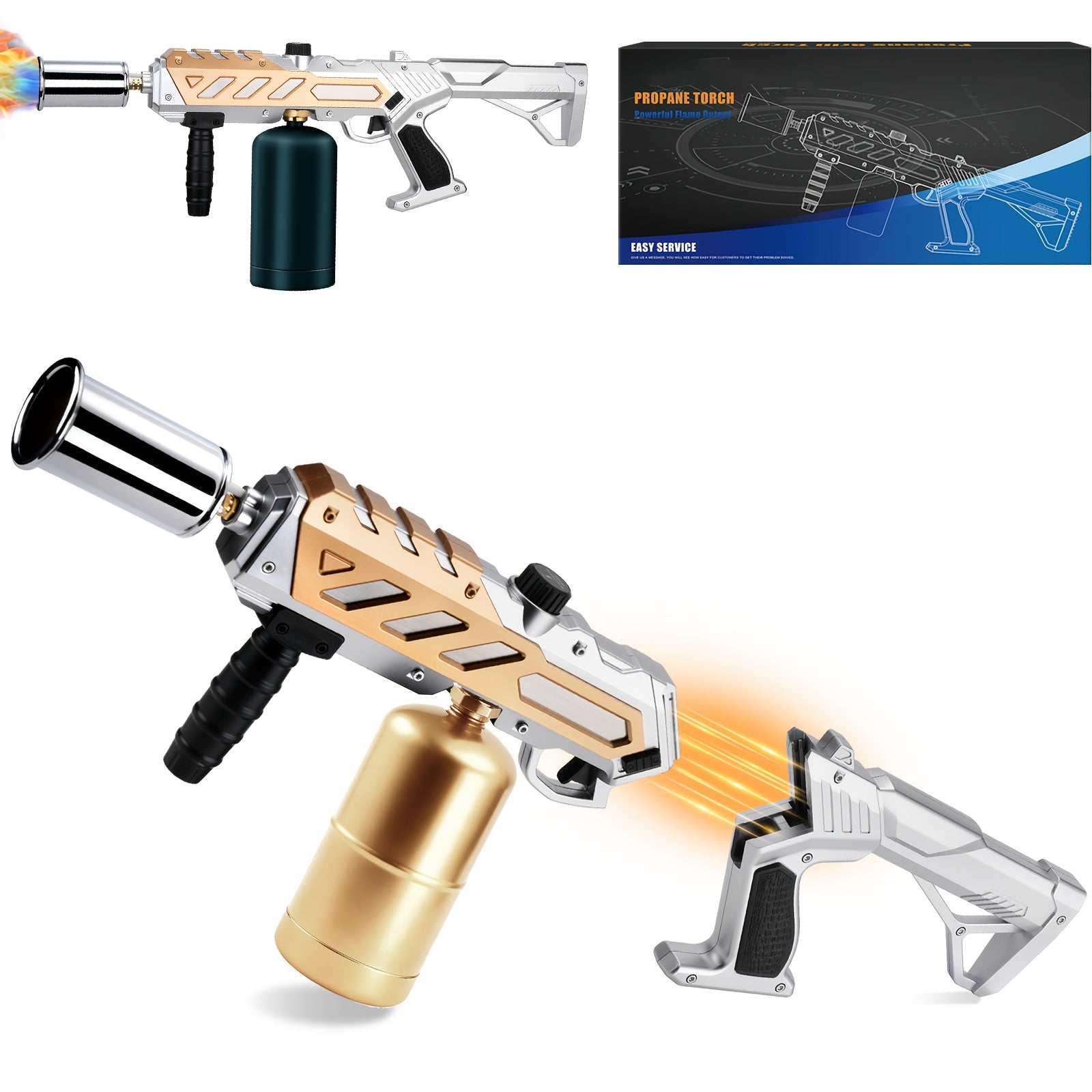 Propane Torch Gun with Adjustable Flame – High-Power Blow Torch for BBQ, Fire Pit, Campfire Starter, Weed Burning & Culinary Use | Lightweight Rifle-Style Design, Fun Outdoor Gift (Tank Not Included)