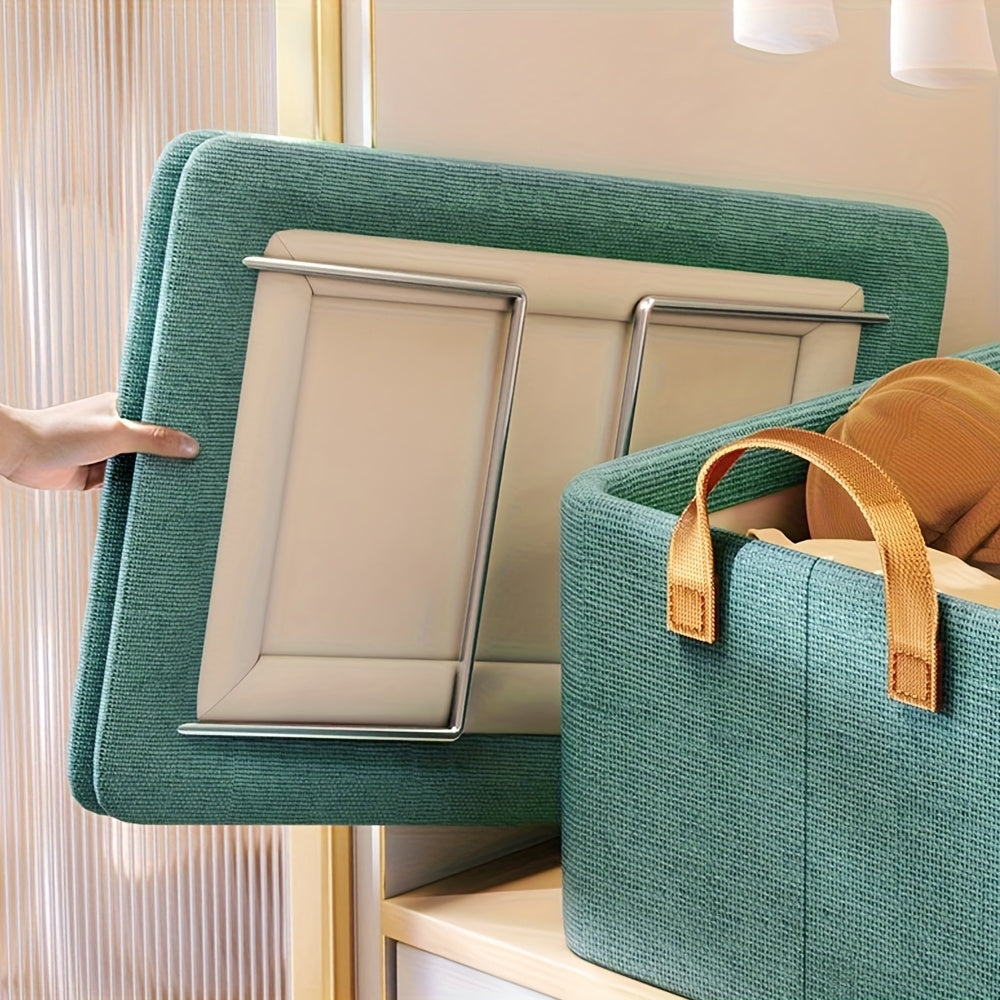 4/2pcs Large Cationic Fabric Storage Box, Foldable Flat, Space Saving, with Visible Cover And Handle, Bedroom Wardrobe Organizer Box, Suitable for Storing Clothes, Blankets, Bed Sheets And, Dormitory Storage, Under Bed Storage