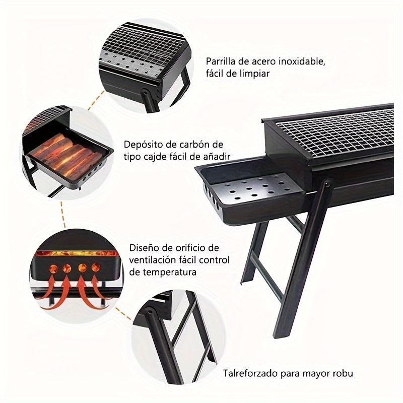 Charcoal Grill, Portable for Barbecue, Folding BBQ Grill, Small for Outdoor Camping Hiking Picnics Traveling 24''x13''x9''