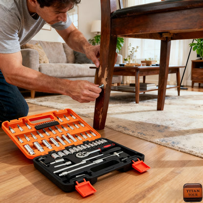 53-Piece Ratchet Wrench & Socket Tool Set – Professional Automotive Repair Master Kit with Ratchets, Sockets & Screwdrivers, Mechanic Tool Set Canada