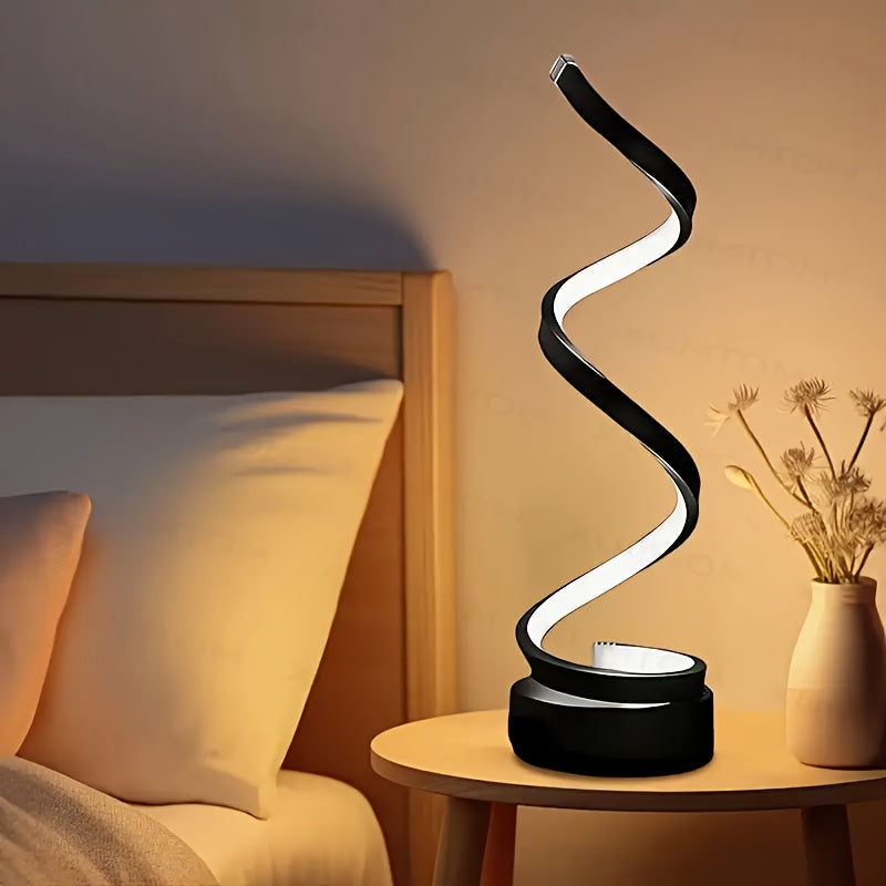 2pcs Spiral LED Table Lamp, Dimmable Push Button Control Desk Light, Metal Power Supply, Button Switch, Indoor Use for Bedroom, Living Room, Office, Coffe Shop Decor, Perfect for Birthdays, Christmas, Valentine'S, Halloween Gift, Available in 1pc