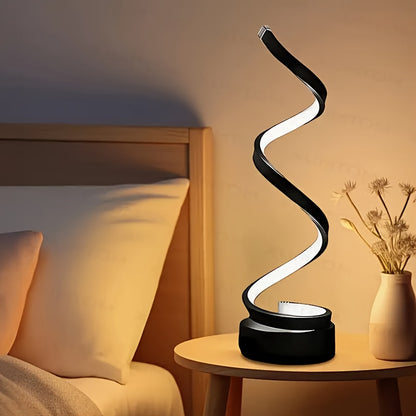 Spiral LED Table Lamp Dimmable – Push Button Desk Light with Metal Base for Bedroom, Living Room, Office & Coffee Shop Décor – Unique Birthday, Christmas & Valentine’s Gift (1pc or 2pcs)