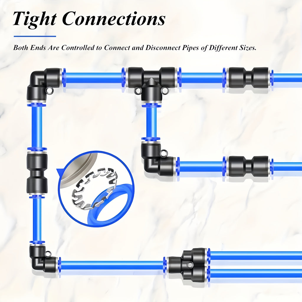 53pcs Quick Connector Set - Pneumatic Fittings, Featuring Barbed Air Hose Connectors, Suitable for 4Mm/6Mm/8Mm Air Hoses, Quick Couplers