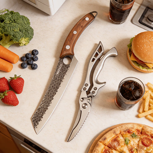 Forged Chef & Santoku Knife Set – 8" Chef Knife + 7" Santoku, Sharp Stainless Steel Forged Blade, Ergonomic Pakkawood Handle, Professional Kitchen Knife Set | ShopVora CA