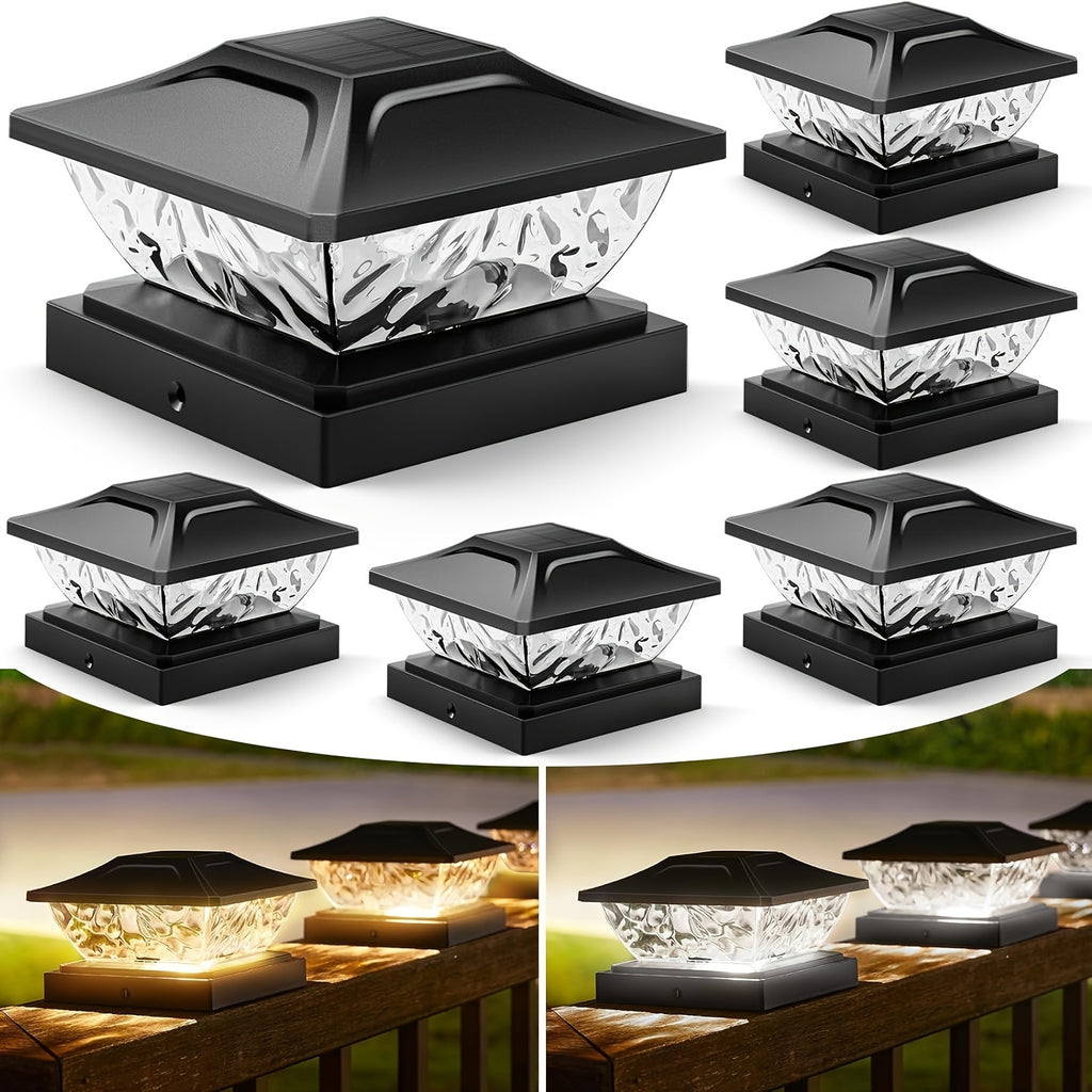 12/8pcs Outdoor Solar Column Cover Light Bright 2 Modes LED Solar Fence Deck Light for 3. 5x3. 5 4x4 4. 5x4. 5 5x5 Wood Posts, Solar Light for Garden Porch Patio Stair Decoration