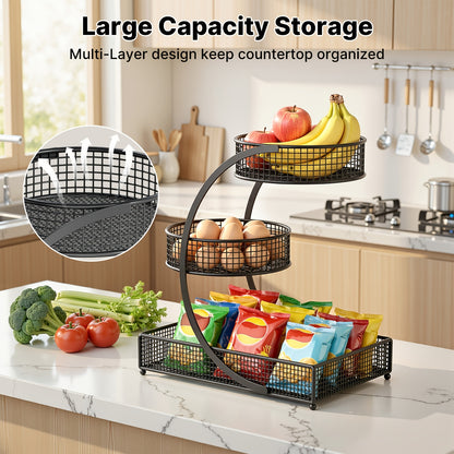 3-Tier Rotating Makeup Organizer for Bathroom & Vanity - No-Assembly Spinning Cosmetic Storage Rack for Skincare, Nail Polish, Lipstick & Perfume - Space-Saving Countertop Shelf