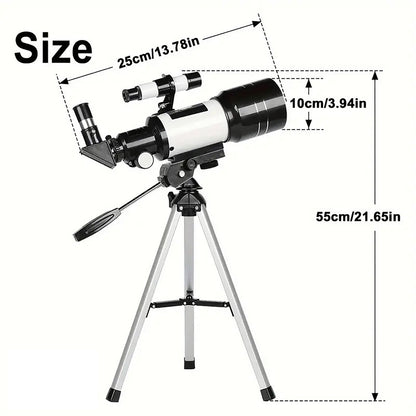 HD 150X Astronomical Telescope 700mm Aperture, Portable Refractor with Adjustable Tripod & Smartphone Phone Adapter – Ideal for Stargazing, Moon & Planet Viewing, Adults & Beginners