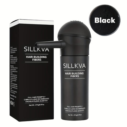 Volumizing Hair Fiber Powder with Applicator - SILLKVA Instant Volume & Natural Coverage for Thinning Hair, Precise Application, 0.97oz, Long-Lasting Hair Thickener for Men & Women