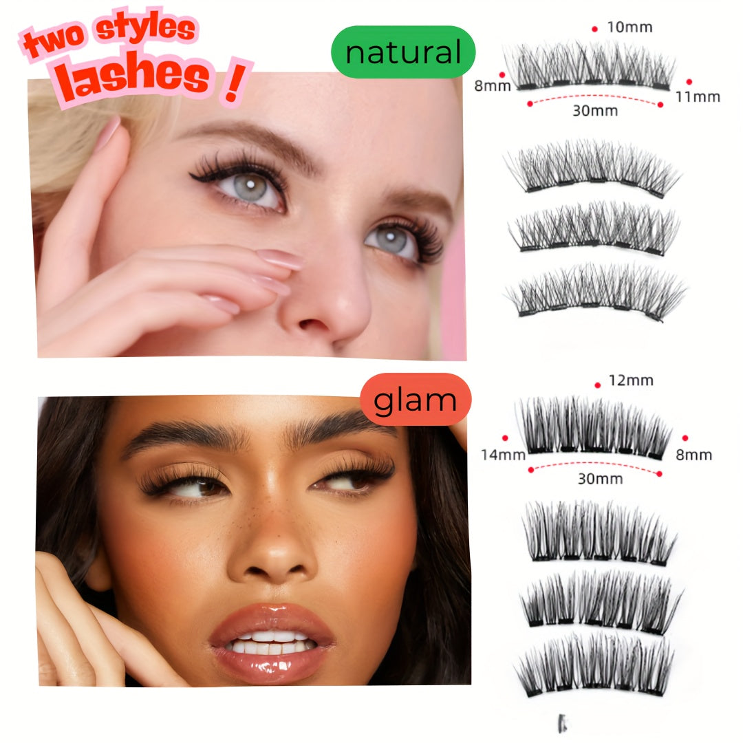 Local Repository Magnetic Eyelashes - 4/8 Pairs Magnetic False Eyelashes Set, Glue-Free, Black/Pink Options with Applicator, Reusable & Waterproof Cat Eye Style, Ideal for Daily Wear/Parties/Valentine's Day Gifts, Must-Have for Women's Makeup