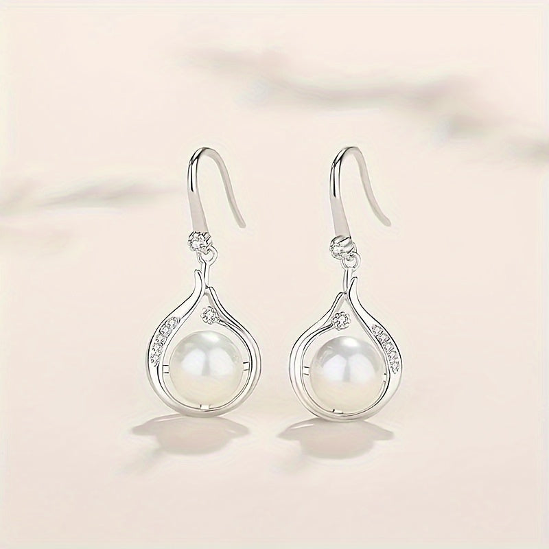 S925 Silver Earrings for Women Featuring Natural Freshwater Pearls, with Ear Hooks. A Sophisticated Necklace Perfect for a High-End Look, Ideal As a Proposal Gift for a Girlfriend, Or a Surprise for Engagements, Weddings