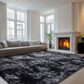 Fluffy Soft Area Rug – Luxury Non-Slip Indoor Carpet for Living Room, Bedroom & Home Decoration, Ultra-Plush Floor Rug, 7 Colours & 5 Sizes, Tie-Dye Black White Navy Blue Grey