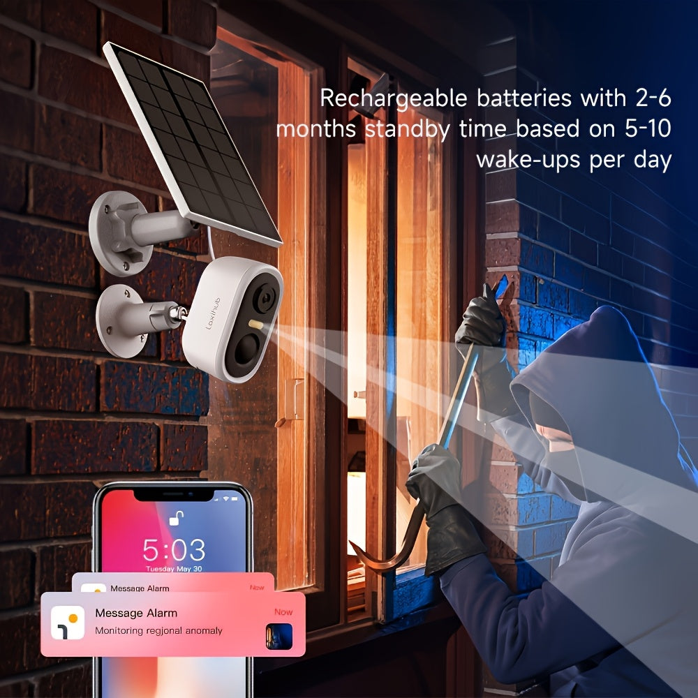 Solar Powered Wireless Security Camera Outdoor – Laxihub 3MP CCTV, AI Motion Detection, Colour Night Vision, Spotlight, 2-Way Audio, IP65, Cloud & SD Storage