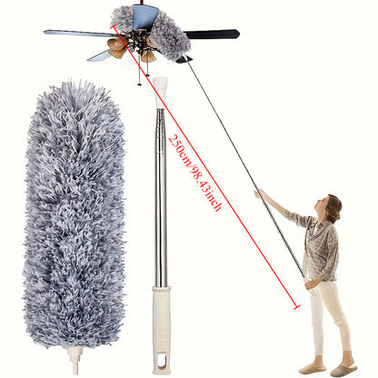 Extendable Microfiber Duster with Bendable Head – Washable & Reusable Dusting Brush for High Ceilings, Ceiling Fans, Furniture & Cars, Adjustable Cleaning Tool for Home