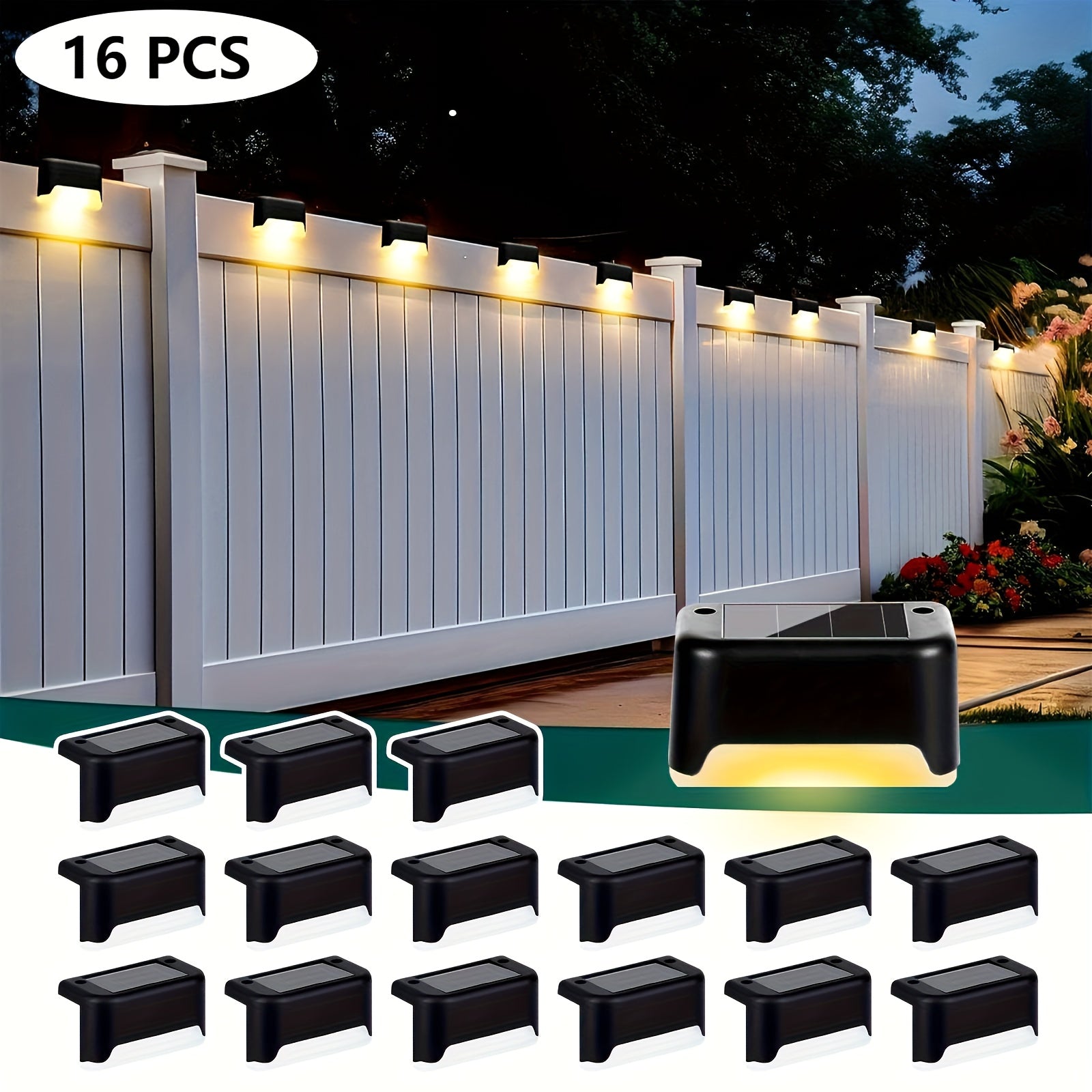 Solar Step Lights Outdoor Waterproof LED – Auto On/Off Warm White Landscape Lighting for Stairs, Fences, Courtyards & Garden Paths, Matte Metal, Black/White/Brown, 4/8/16/32 Pack Canada