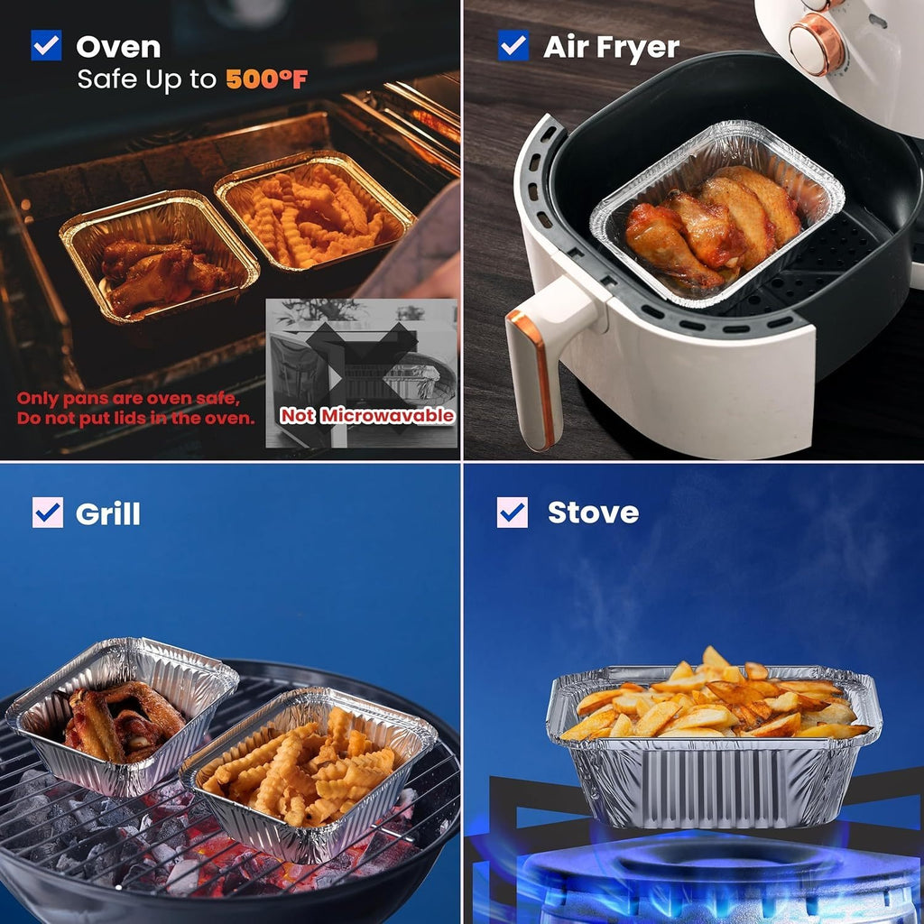 40pcs, 20 Paper Lids and 20 Boxes, Baking Pan Kitchen Accessories, Aluminum Pans with Lids, 7.2" X 5.3" - Disposable Foil Pans with Plates and Cardboard Lids - for Mother's Day, Meal Prep and Freezing, Takeout, Lunch Boxes, Cooking Food