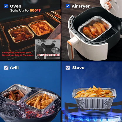Disposable Aluminum Foil Pans with Lids 40-Pack – 7.2"x5.3" Baking Pans with Cardboard Lids, Meal Prep Freezing Takeout Lunch Boxes, Heat & Cold Preservation Kitchen Accessory | ShopVora CA