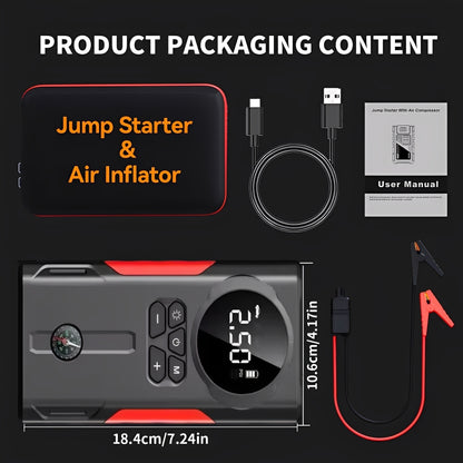 10000mAh Portable Car Jump Starter 12V Emergency Power Supply with LED Emergency Light, Fast Charging, Air Pump Option — Cars, Trucks, Motorcycles & Boats Canada