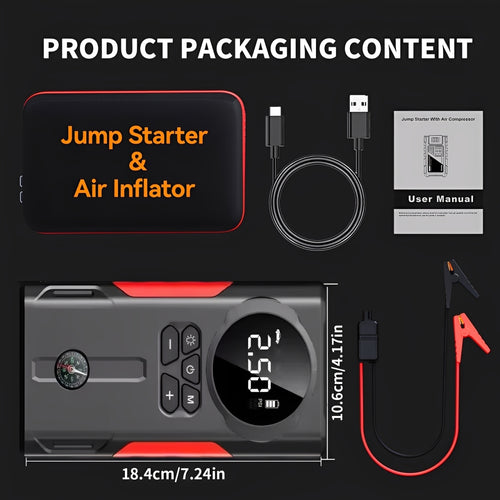 10000mAh Portable Car Jump Starter 12V Emergency Power Supply with LED Emergency Light, Fast Charging, Air Pump Option — Cars, Trucks, Motorcycles & Boats Canada