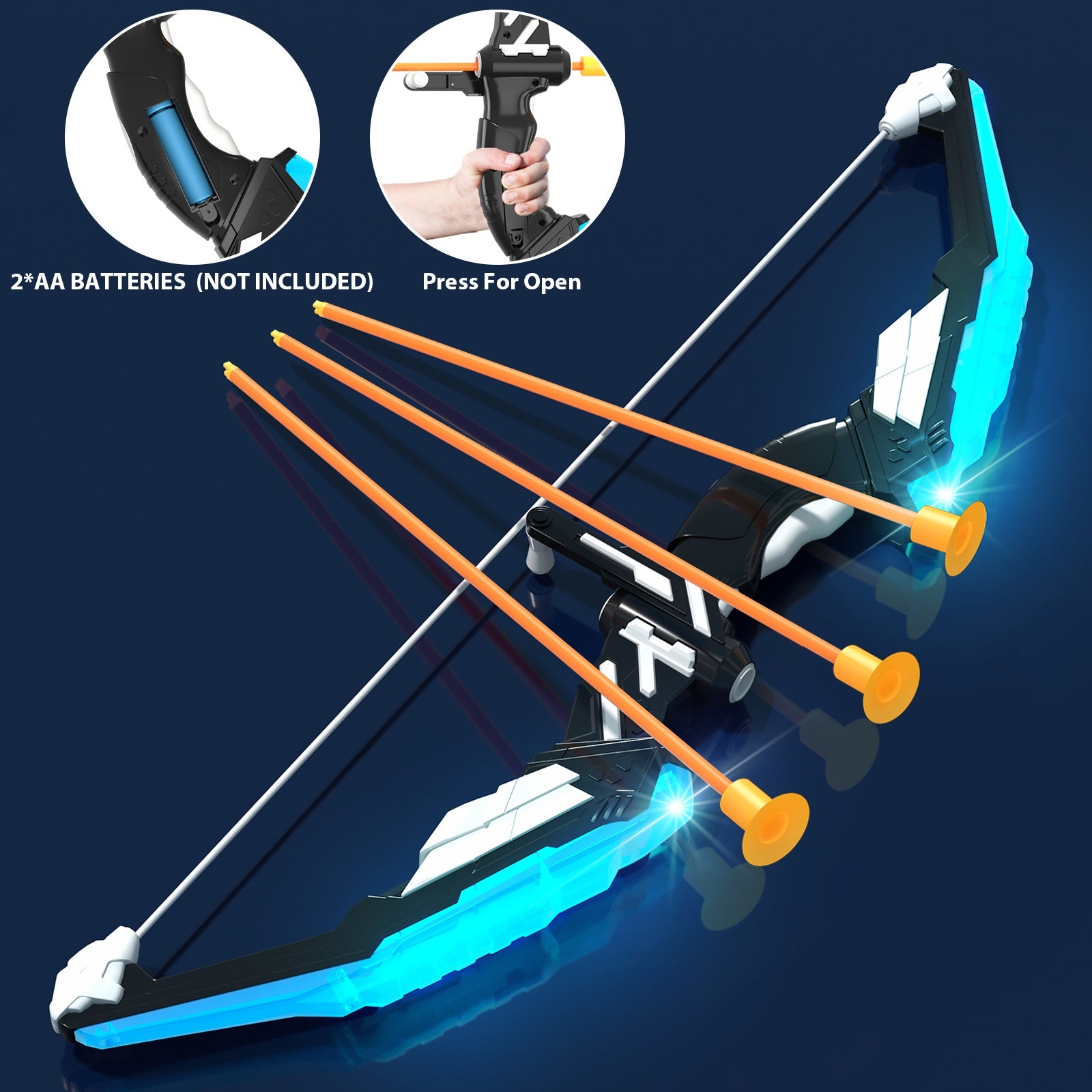 HYES 2 Set of Bow And Arrow Featuring a 29" Large Dart Board, Illuminated Archery Kit with 24 Suction Cup Arrows, Suitable for Indoor And Outdoor Play, Perfect Gifts for Boys And Girls Aged 3 to 12