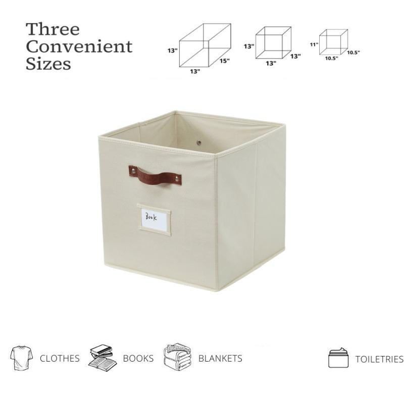 6pcs/4pcs/2pcs Foldable Storage Basket 13X15X13 Baskets with Labels, Can Bear Weight of 11 Pounds (Kallax/4pcs, Beige) for Multi-Purpose