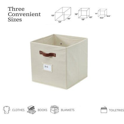 Foldable Storage Baskets with Labels 13x15x13 in, 11 lb Capacity, Set of 2/4/6 – Fabric Cube Bins for Kallax Shelves, Closet, Bedroom, Office Organization, Beige