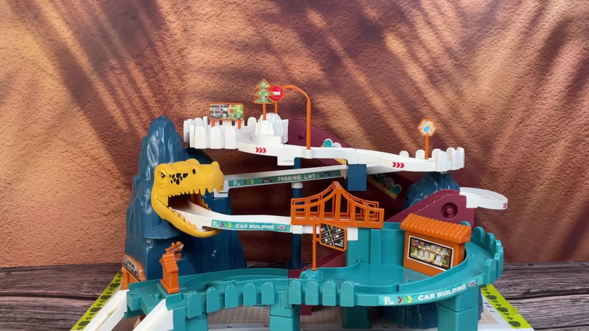 Dinosaur Race Track for Kids, Toy Car Ramp Track Dinosaur Toys Playset with 10 Cars for Kids Boys And Girls