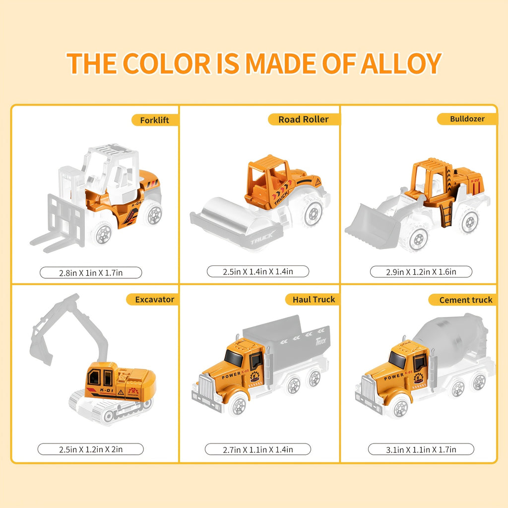 Construction Truck Toy Set With Play Mat, Carrier Truck Toys For Kids, Die-Cast Metal Toy Car Set, Fire Truck Car Kids Toys Christmas Birthday Gift For Boys Girls