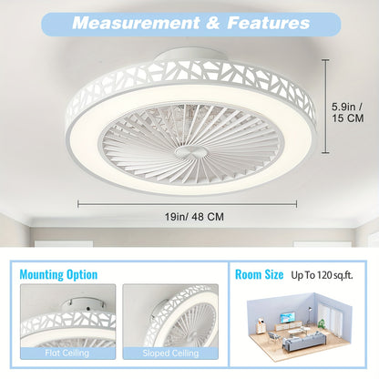 19-Inch Flush Mount Ceiling Fan with Light & Remote – 6 Wind Speeds, 41W LED, Reversible Motor for Bedroom, Kids Room & Living Room – Low Profile Ceiling Fan