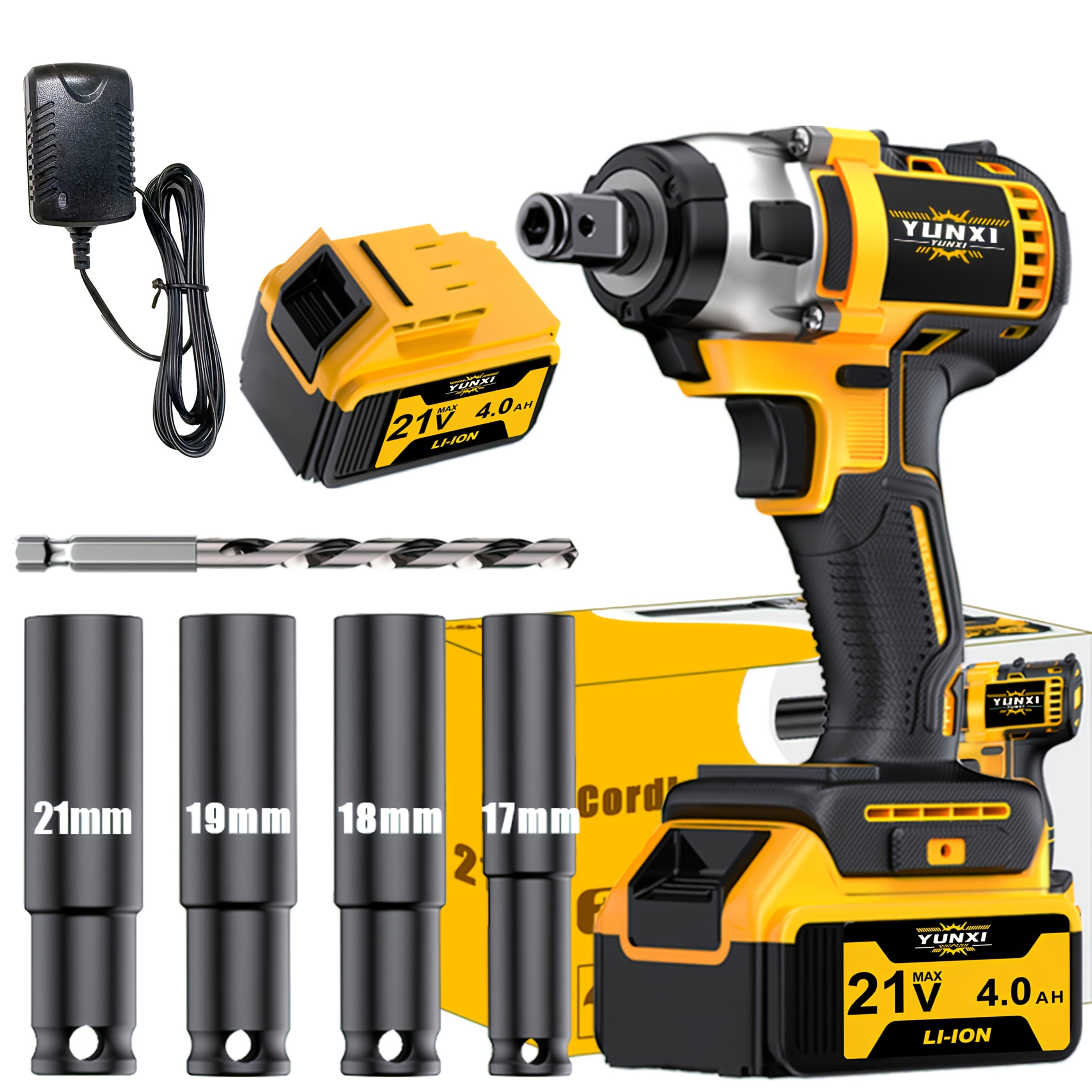 21V Cordless Impact Wrench with Battery & Fast Charger – Portable Lithium-Ion Power Tool for Home, Auto & Workshop Use, Multiple Bundle Options | Canada