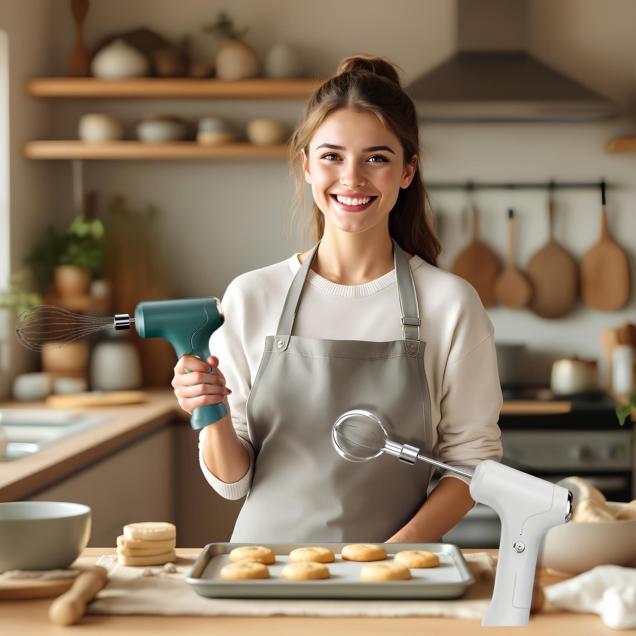 Portable Electric Mixer with USB Charging, Featuring a Manual Egg Beater Design And Three Speed Settings for Mixing Cream, Cake, And Flour. A Durable Kitchen Made from ABS