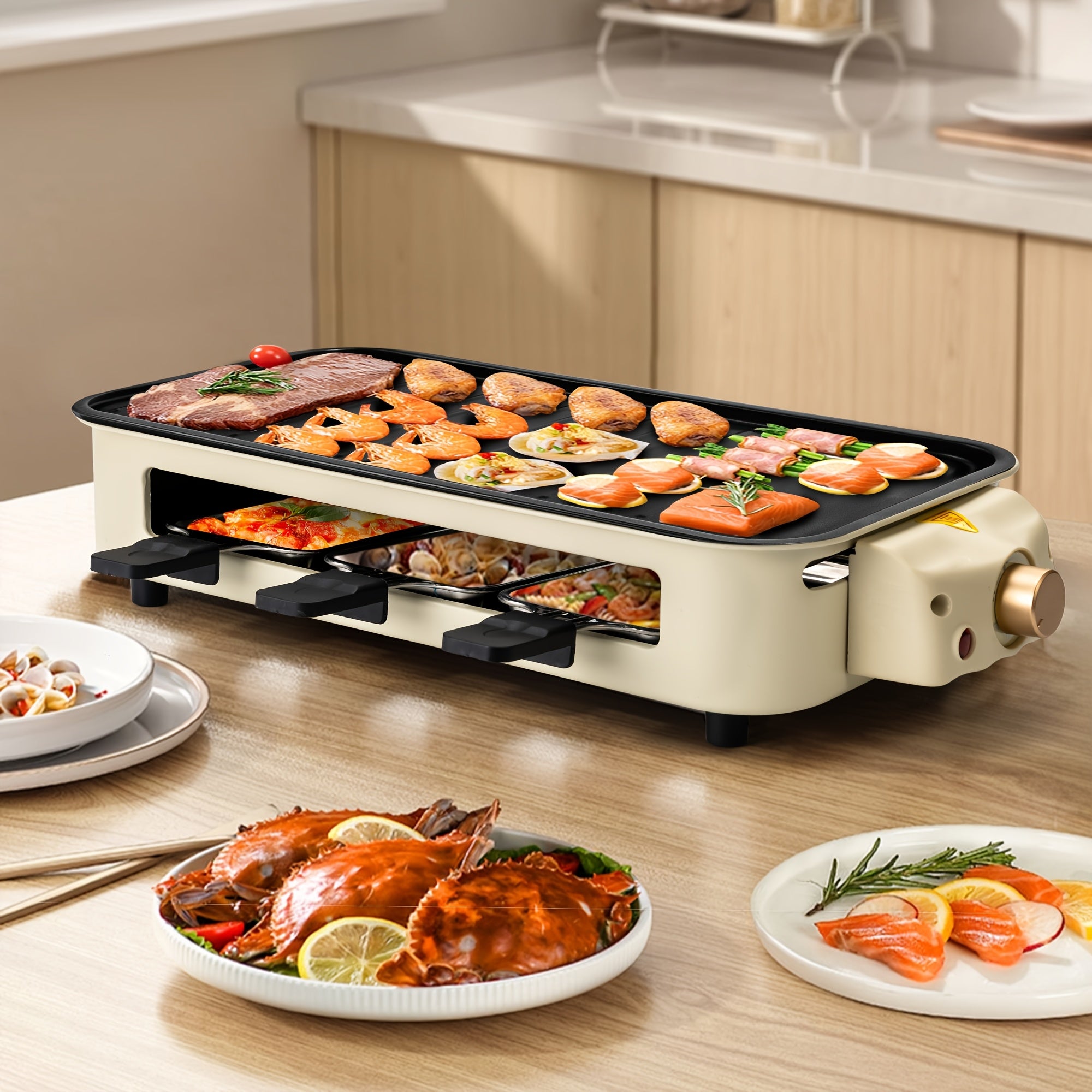 Smokeless Electric Grill, Indoor Grill with Removable Non-Stick Plate, Indoor Grill, Kitchen Must Haves, 1800W, Portable BBQ Grill, Electric Griddle, Dishwasher Safe, Hot Pot, Best Quality Items, Cooking, Gifts, Gift Ideas, Perfect Gift for Christmas