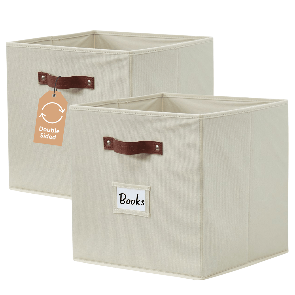 6pcs/4pcs/2pcs Foldable Storage Basket 13X15X13 Baskets with Labels, Can Bear Weight of 11 Pounds (Kallax/4pcs, Beige) for Multi-Purpose