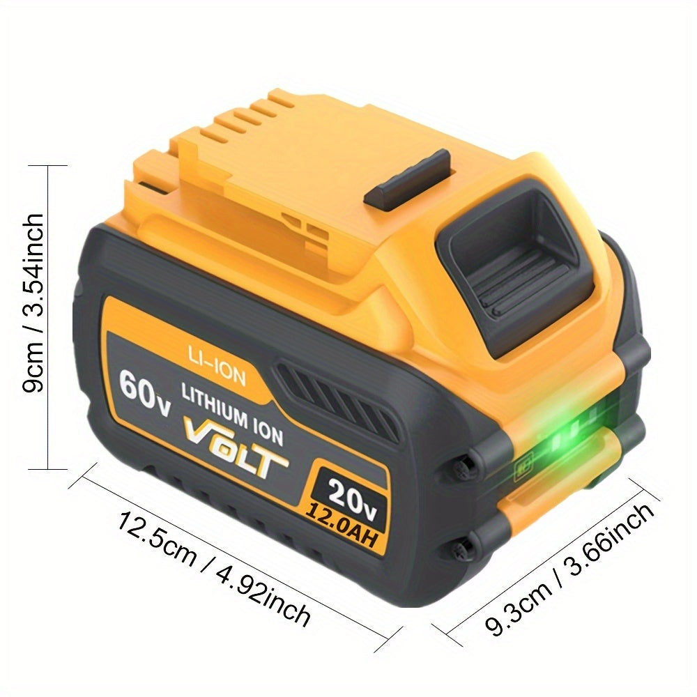12.0Ah 20V/60V MAX 1/2/4PACK Replacement Battery for Dewalt DCB612 DCB609, Compatible with Power Tools, Suitable for DCB610