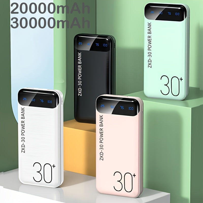 20000/30000Mah Portable Power Bank with LED Screen, 1 USB-C/2 USB Ports, Dual Output, Lightweight And Compact for All Mobile Phones - Travel, Outdoor Emergency Battery Pack, Outdoor Charging Station, Stylish Device Design, Large Capacity Charger