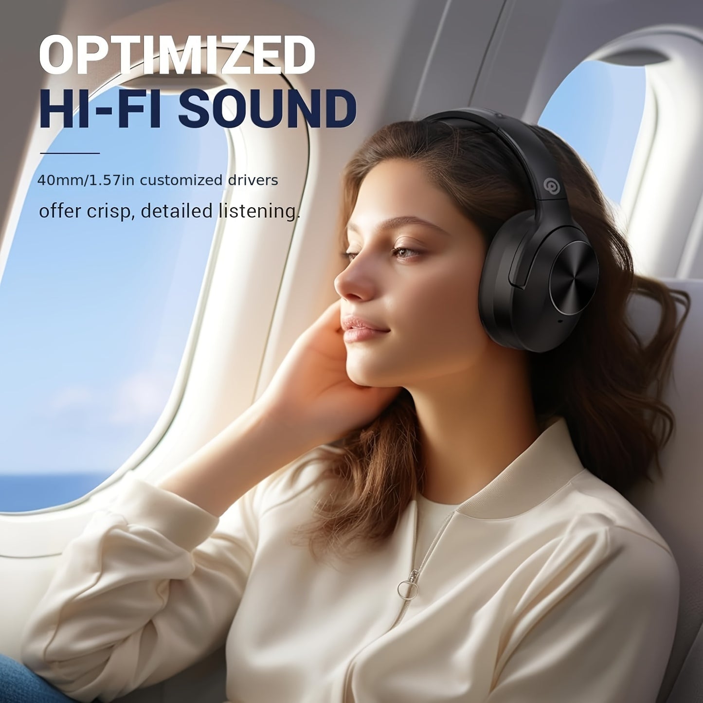 Hybrid Active Noise Cancelling Wireless Headphones with Microphone, 30H Playtime, Deep Bass Hi-Fi Audio, Memory Foam Ear Cups, Bluetooth 5.3 Over-Ear Headphones