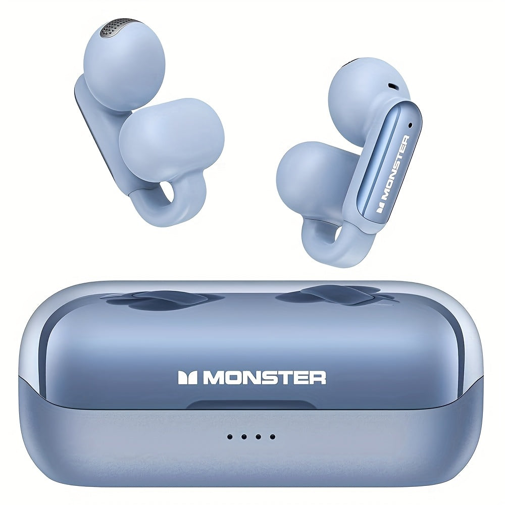 Monster Wireless Open-Ear Headphones with Noise Cancellation, Wireless, Touch Control, -C Charging, Compatible with iPhone/ Smartphones - Gaming, Music,  Calls - Compatible with PS5/PS4/ Switch - Open Back Design for Spatial Sound - Compatible with Smart