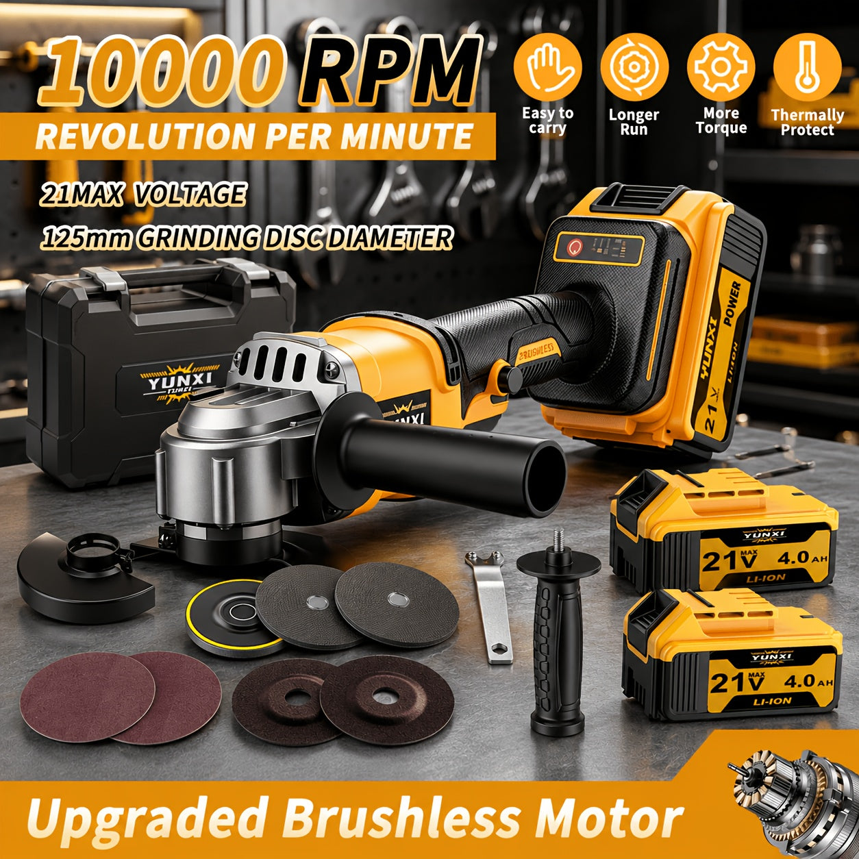 Cordless Angle Grinder Set 21V Rechargeable Lithium Ion with Fast Charger – 1 or 2 Battery Options, Multiple Accessory Kits for Grinding & Polishing, Home Workshop Tool, Gift for Men & Women Canada